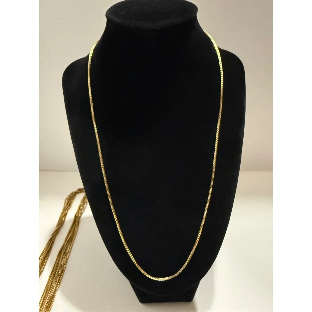 dainty box necklace chain 22 inch 1.75mm 18k gold layered lobster clasp